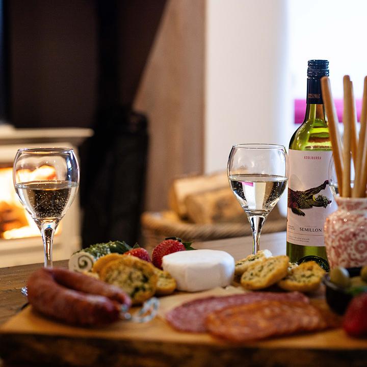 Roaring fire and wine at Porch Cottage, Keswick